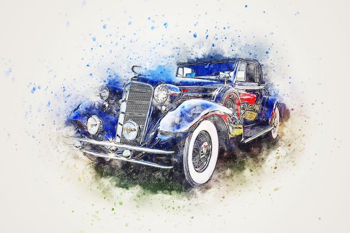 Car Old Car Art Abstract Watercolor Vintage8